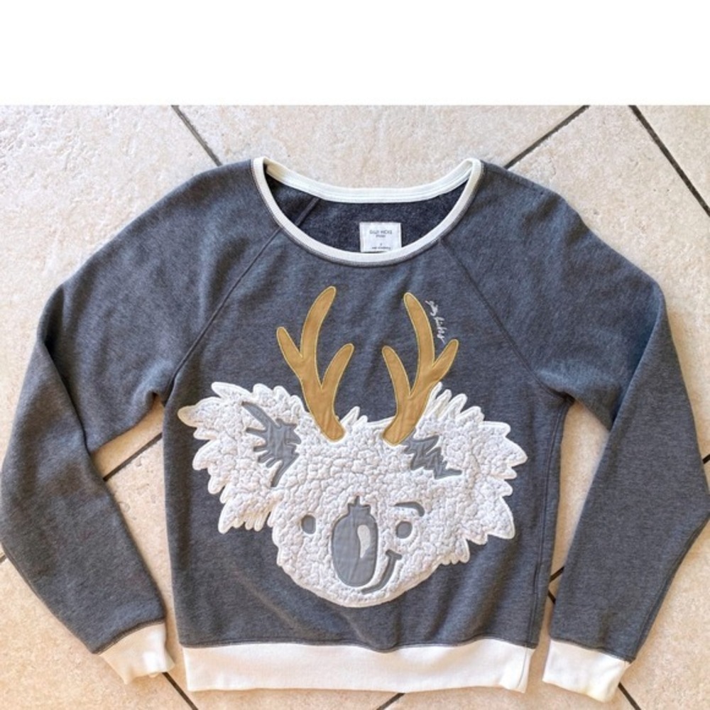 Gilly Hicks Sydney Koala Antler Graphic Crewneck Sweatshirt Charcoal Gray Size S - Picture 11 of 12